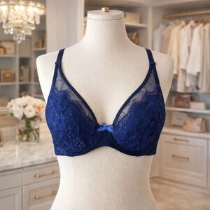 Victoria’s Secret Lace 34DD Body by Victoria Unlined Demi Like New Royal Blue